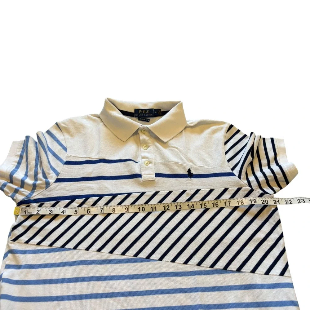 Polo Ralph Lauren Mens Classic Fit Multi Directional Stripe Polo Shirt‎ White M